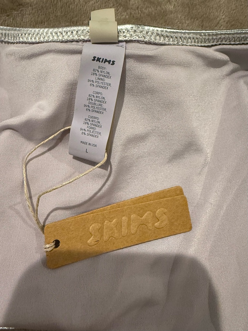 NWT! SKIMS Limited Edition - Metallic Swim - Nickel / Silver Bikini Set - Picture 4 of 5